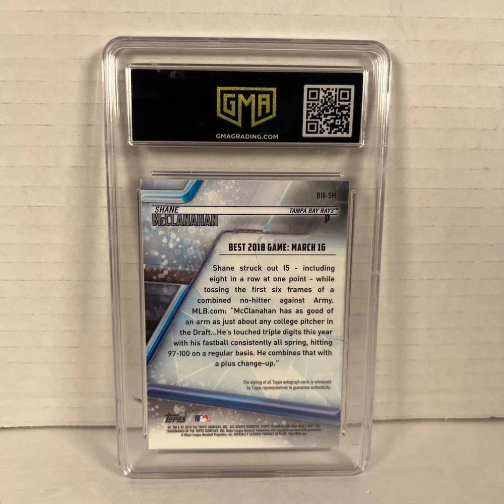 2018 Bowman's Best Shane McClanahan Autograph GMA 10 GEM MT B18-SM Rays Baseball